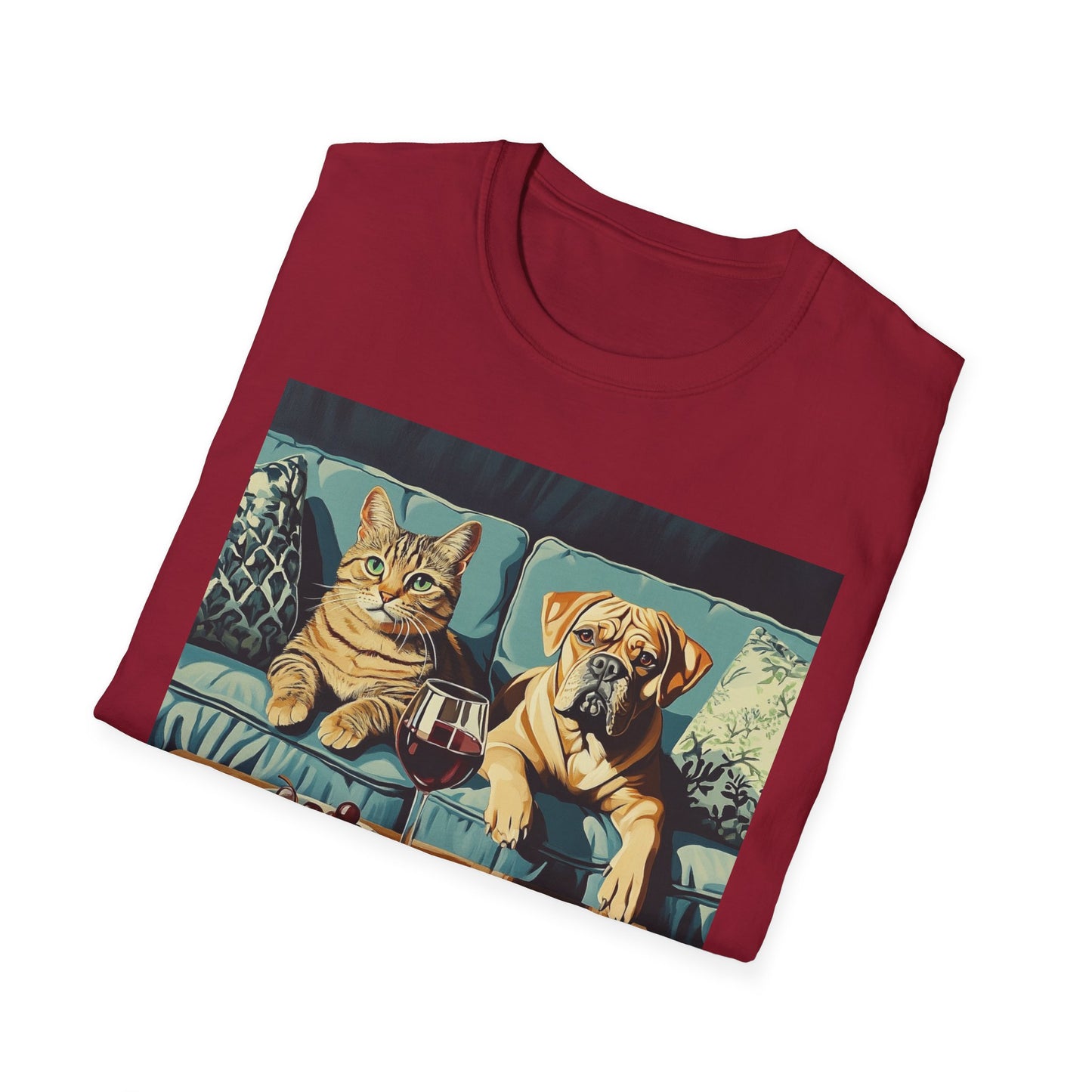 "Paws, wine, repeat" Softstyle T-Shirt