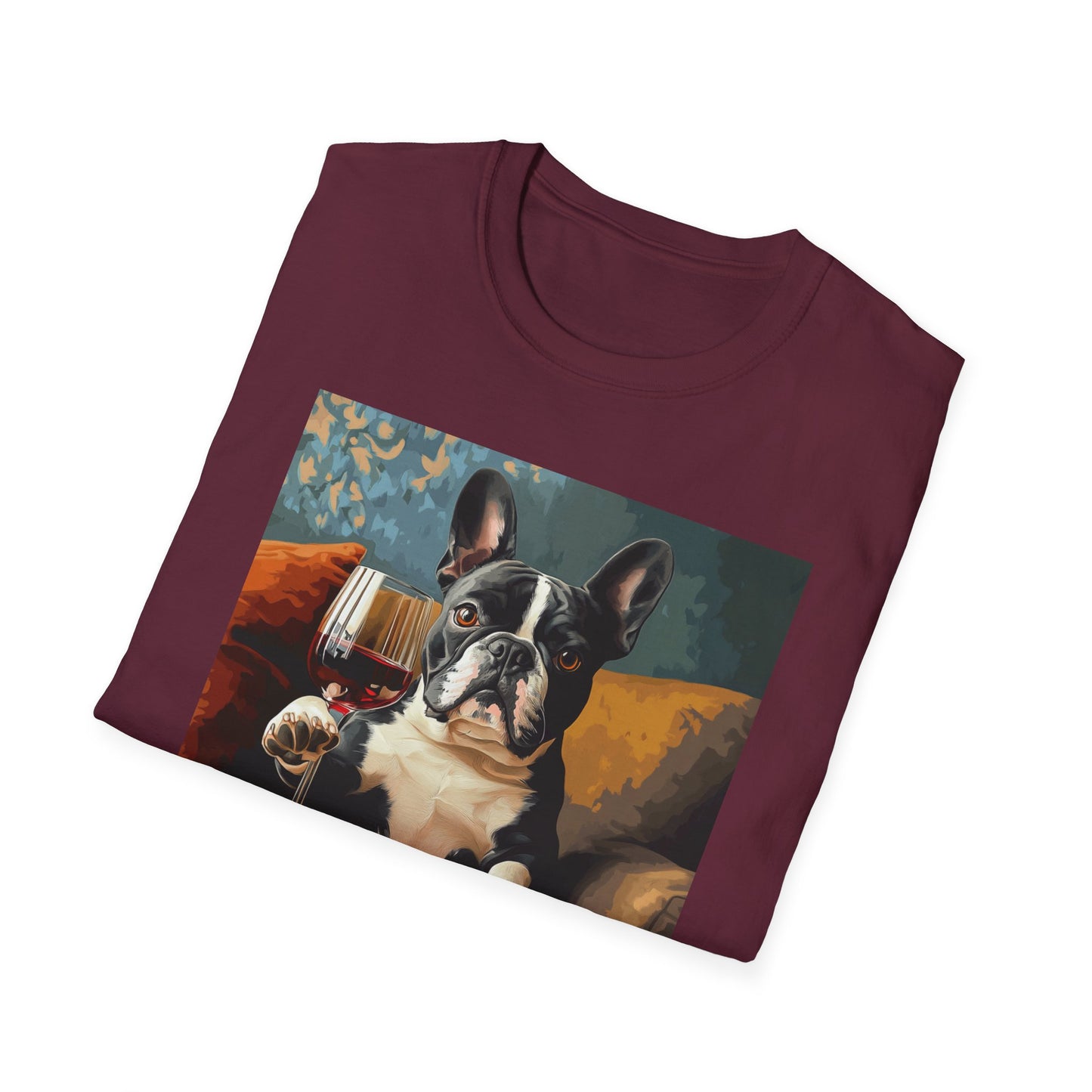 "Wine tastes better with a loyal pup" Unisex Softstyle T-Shirt