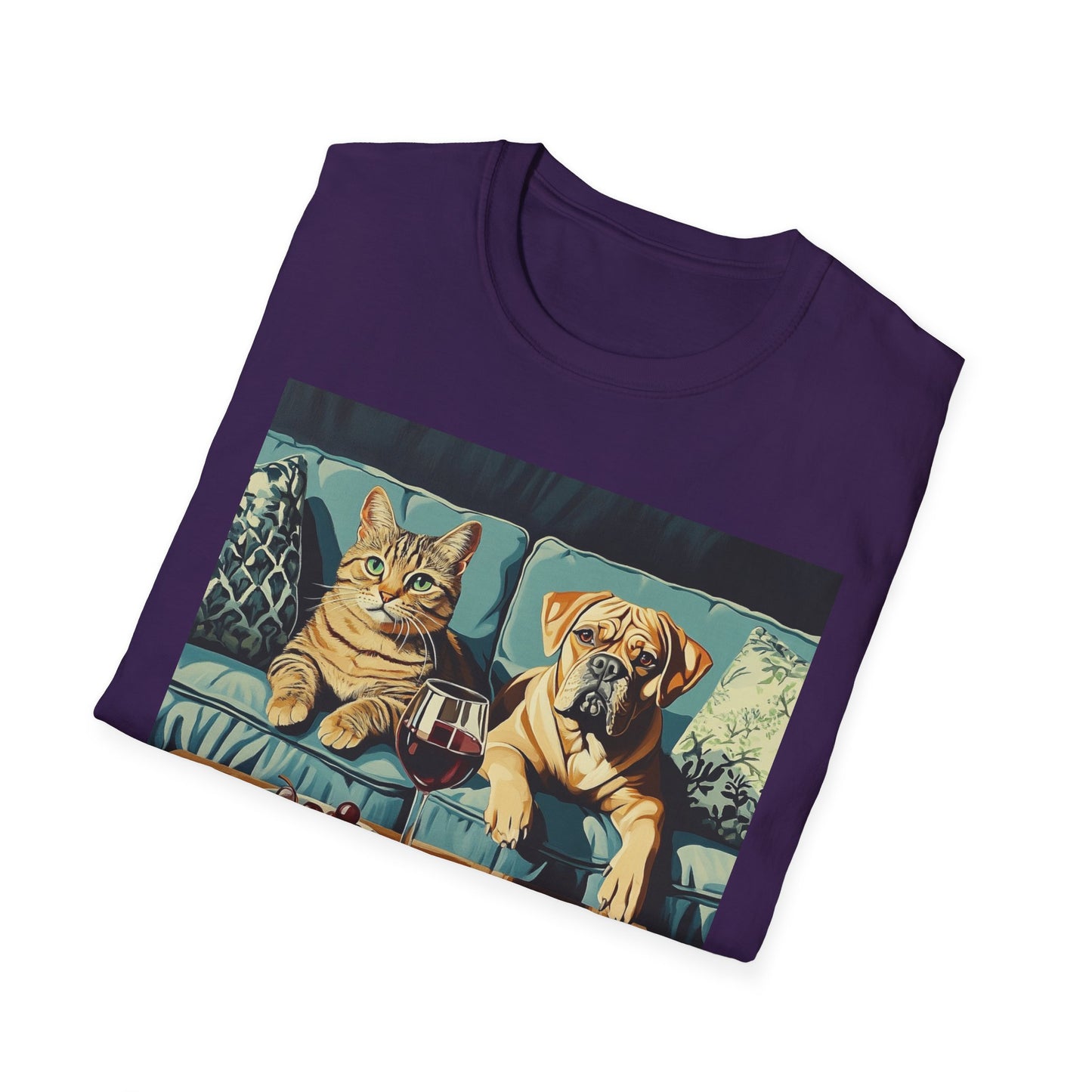 "Paws, wine, repeat"  Softstyle T-Shirt